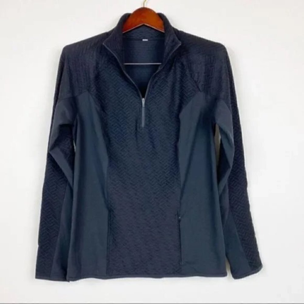 Lucy Black Quarter Zip Long Sleeve Pullover Running Athletic Jacket